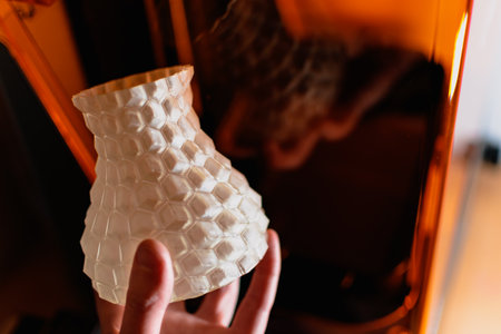 Resin 3d printed vase, detail and precision with a sla 3d printerの写真素材