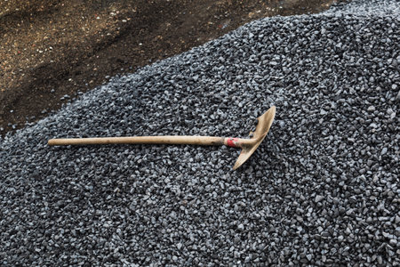 Pile of gravel for exterior landscaping work, paths and parking lots