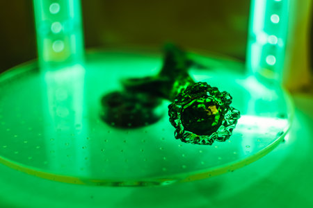 3d resin printing of a deer antler turning in a cure machine using UV light