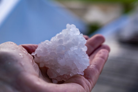 Hail balls in march, natural springtime weather, can cause damages