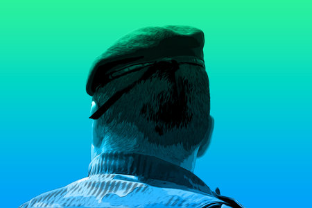 Photomontage to illustrate a French military man, concept and backgroundの写真素材