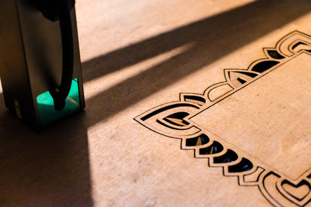 Laser engraving and cutting, using reclaimed wood, upcycling concept