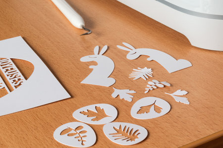 Paper cutting, ornament, design and model cut with a cutting plotter for professional activity or...