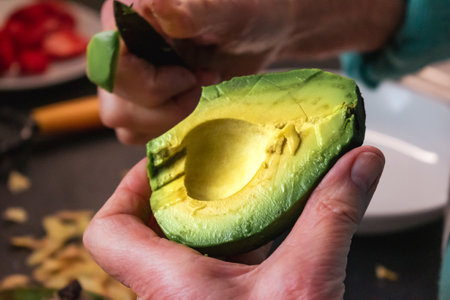 Avocado is a fruit with many benefits, omega, vitamins and minerals, persea americanaの写真素材