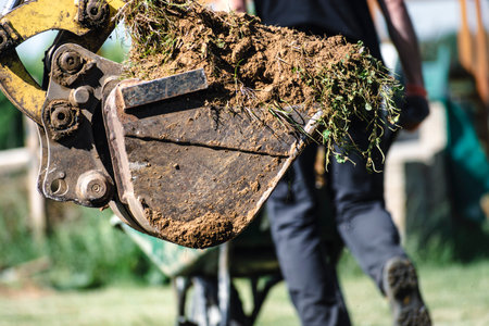 Earthworks, exterior works with machineryの写真素材