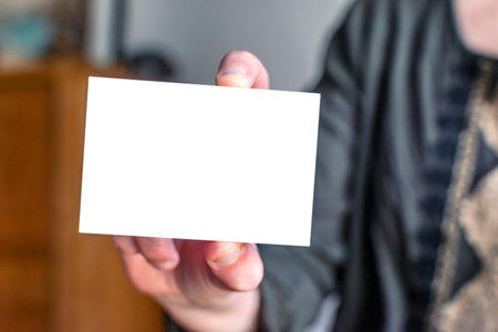 Horizontal business card mockup for advertising, marketing and creative designの写真素材