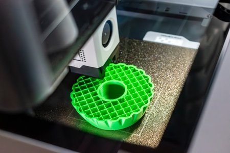3d printer printing an object on the tray with pla filament, corn starch, non-waterproof filament
