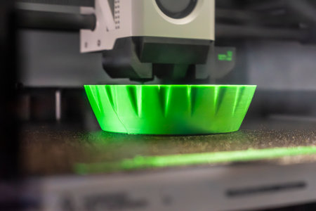 3d printer printing an object on the tray with pla filament, corn starch, non-waterproof filament