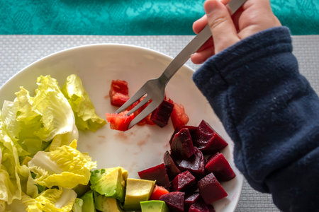 Child with food, healthy lifestyleの写真素材