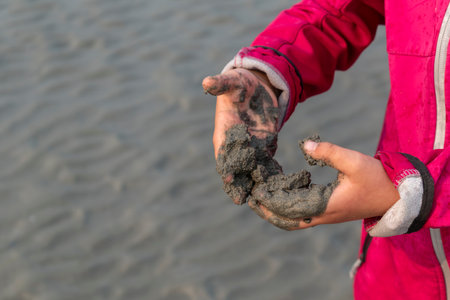 Child playing on a beach, good activity and sport for health and mental health