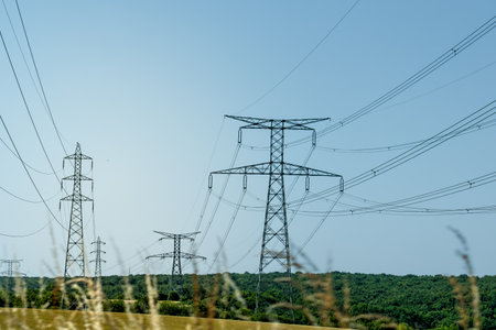 Electricity pylon and nature, real life photo