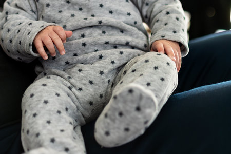 Detail of a baby for maternity, postpartum and child protection conceptの写真素材