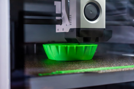 3d printer printing an object on the tray with pla filament, corn starch, non-waterproof filament