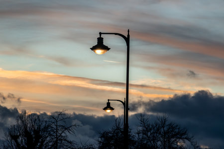 Night landscape with a beautiful skyの写真素材