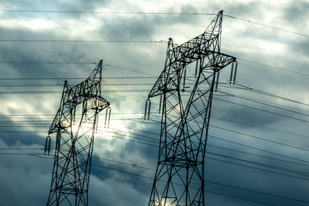 Electricity pylon and nature, real life photo