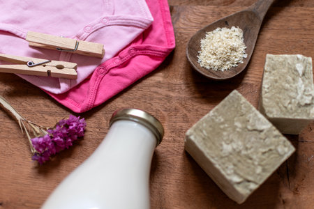 Homemade laundry, marseille grated soap, DIY, do it yourself, zero waste, eco friendly, natural product for wash and cleaningの写真素材