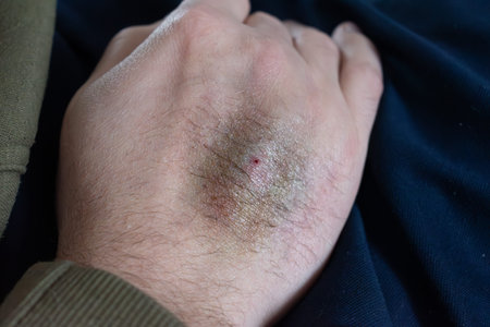 Bruise on arm after blood test, hematoma