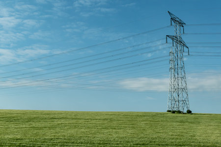 Electricity pylon and nature, real life photo