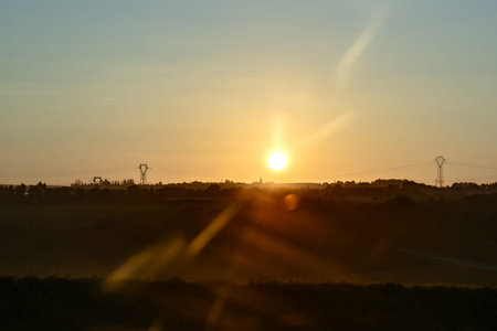 Electricity pylon and nature, real life photoの写真素材