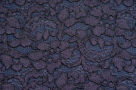 Black and blue damask silk fabric texture with a leaves and flowers decorationの写真素材