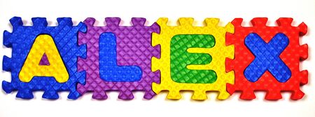 Connected Letters - ALEX in centerの写真素材