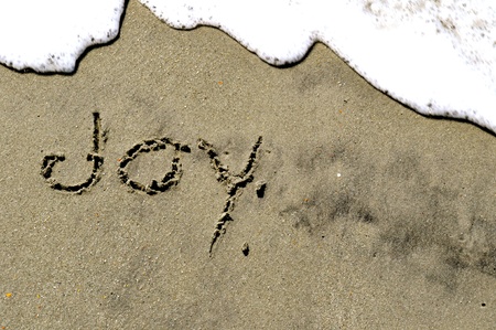 Joy Written In The Sandの写真素材