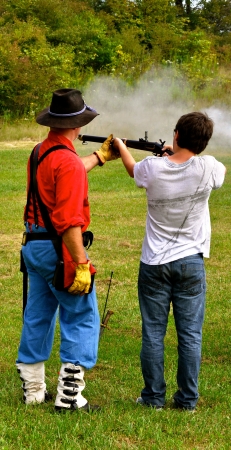 Civil war re-enactment - gun safetyの写真素材