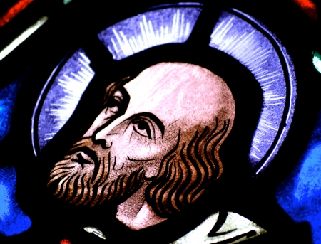 Jesus Christ's Follower in Stained Glassのeditorial素材