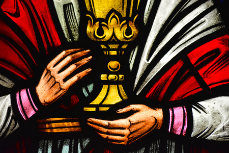 Holding a Chalice - Stained Glassのeditorial素材