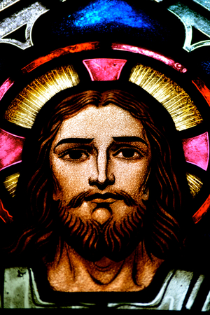 Jesus Christ in stained glassのeditorial素材