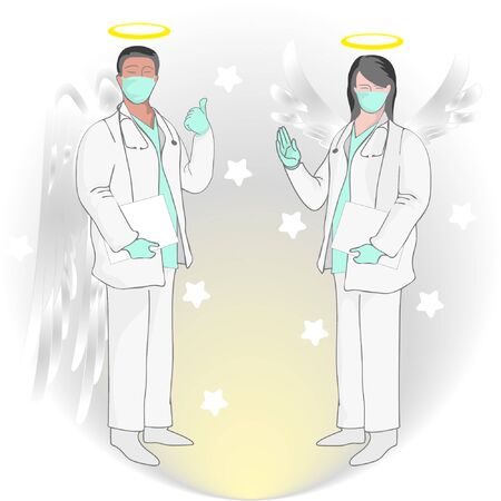Illustration of doctors who have died carrying out their duties, Rest and Peace. Real hero.のイラスト素材