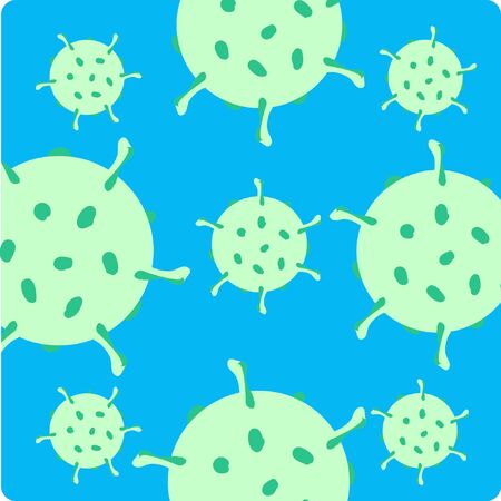 This is an illustration of the Corona Virus flying through the air. &#xD;&#xD;&#xA;Lock down, Social Distancing. Viral Plague. Stock vector icon.のイラスト素材