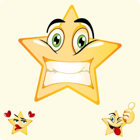 Illustration of Smile Star emoji Gradient Style. Stock Vector Icon. Light Background.のイラスト素材