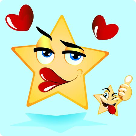 Illustration of Female Star emoji Gradient Style with heart. Stock Vector Icon. Light Background.のイラスト素材