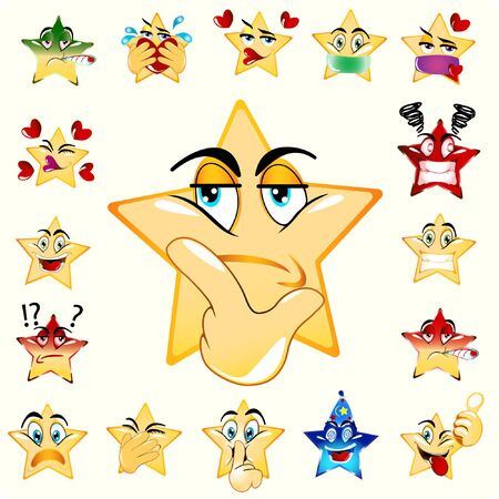 Illustration of Think Star Emoji. Yellow Gradient combine color. Stock Vector Icon. Light Background.のイラスト素材