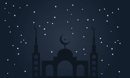 islamic background with mosque night sky design vectorのイラスト素材
