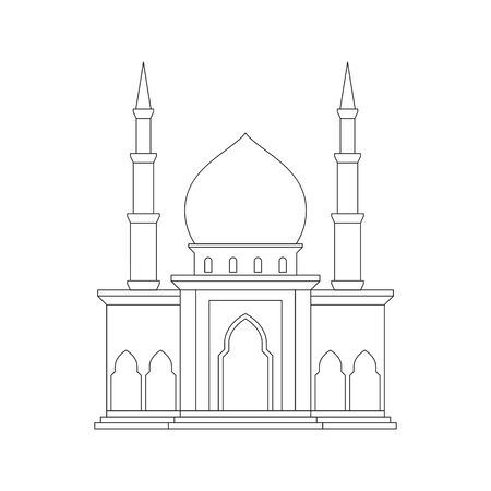 mosque line icon sign symbol vector on white backfroundのイラスト素材