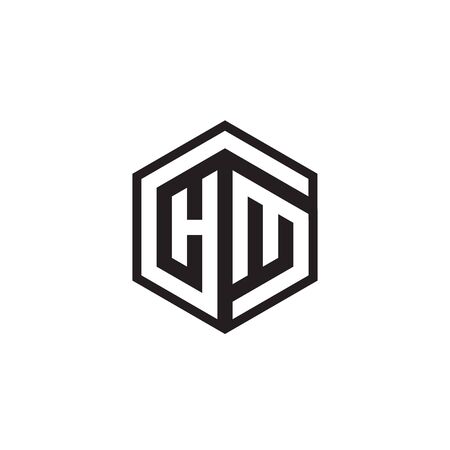 H M hexagon letter logo design conceptのイラスト素材