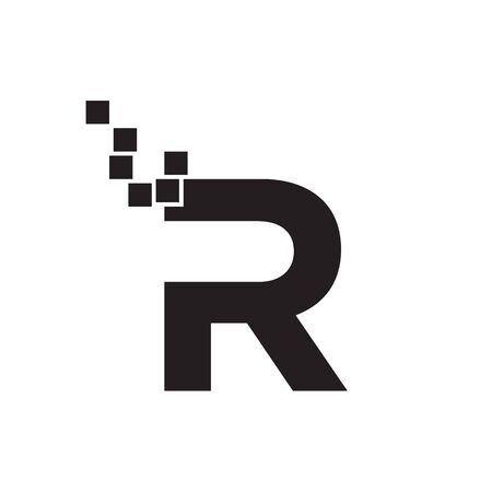 initial letter R logo pixelated digital design conceptのイラスト素材