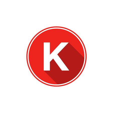 K letter with shadow on circle red logo design vectorのイラスト素材