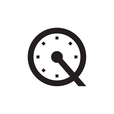 Q clock letter logo design conceptのイラスト素材