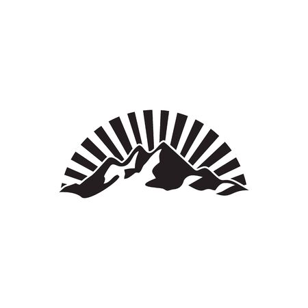 panorama view logo. mountain with rays design concept. vector illustration. isolated on white background.のイラスト素材