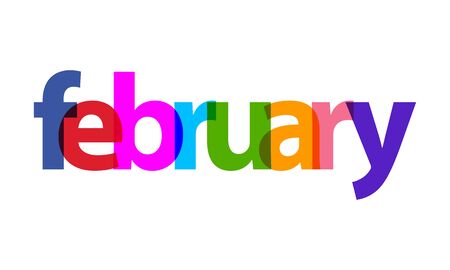 February word colorful isolated on white backgroundのイラスト素材
