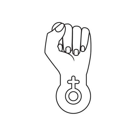 line icon fist girl isolated on white backgroundのイラスト素材