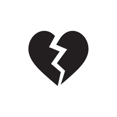 broken hearted love icon flat vector isolated on white backgroundのイラスト素材