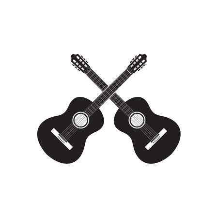acoustic guitar cross design vector isolated on white backgroundのイラスト素材