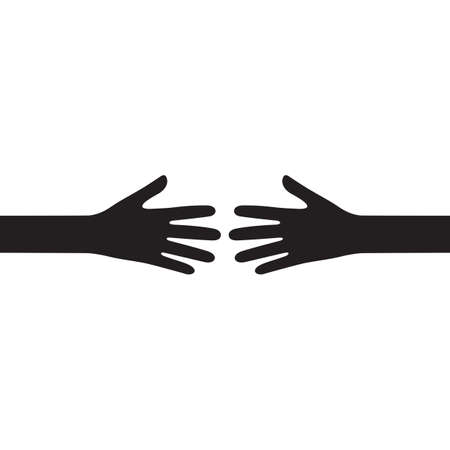 two hands reaching for each other icon flat vector design illustrationのイラスト素材