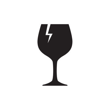 cracked glass icon. fragile items sign design vector.のイラスト素材
