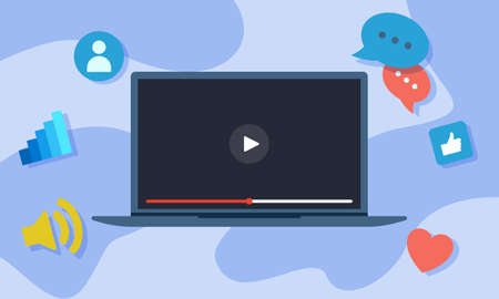 laptop with icons vector. illustration template background.のイラスト素材