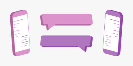 messenger chat screen. template bubbles modern vector illustration.のイラスト素材